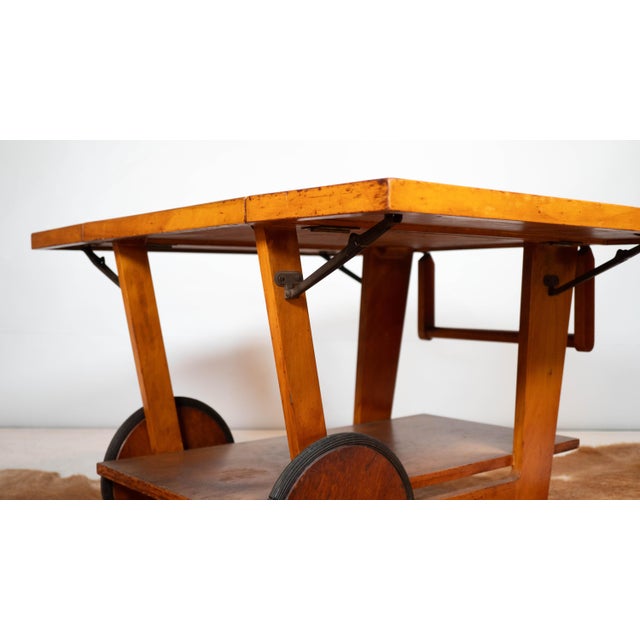 Brown Art Deco Alvar Aalto Style Wooden Bar Cart, C. 1950s For Sale - Image 8 of 12