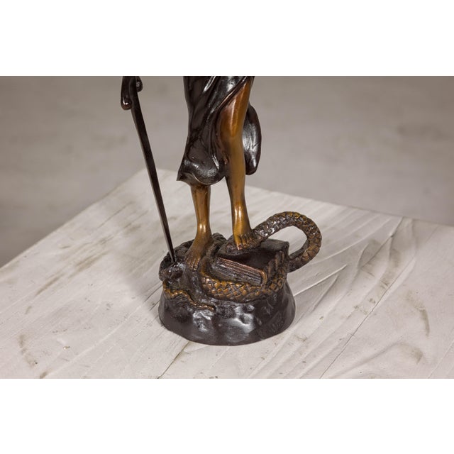 Bronze Lady Justice, Cast Bronze Tabletop Statuette with Scales and Sword For Sale - Image 8 of 12
