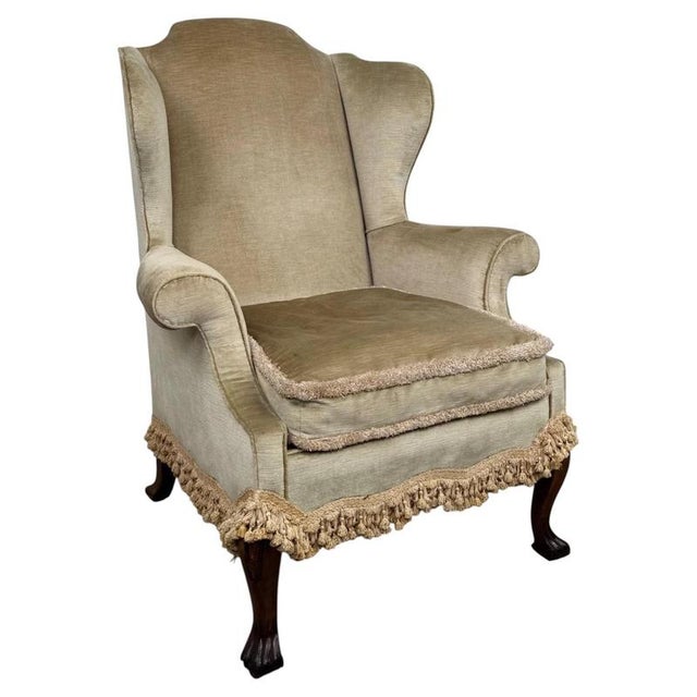 Antique Early 20th Century English Mahogany Wingback Armchair For Sale - Image 3 of 13