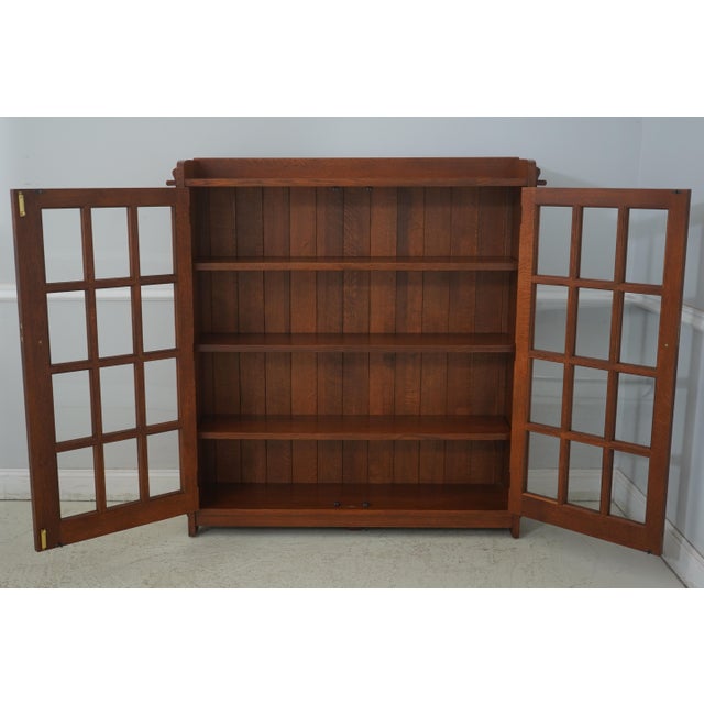Arts & Crafts Stickley 2 Door Mission Oak Arts & Crafts Bookcase For Sale - Image 3 of 12