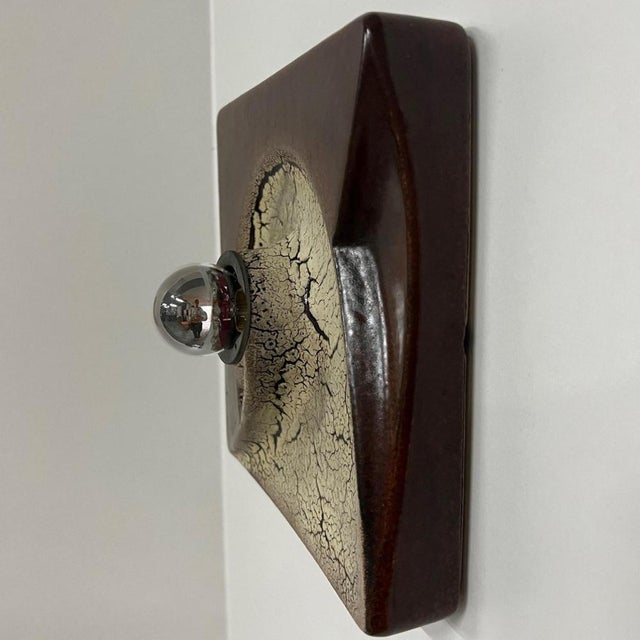 Beige German Brown Square Ceramic Wall Light by Hustadt Keramik, 1970 For Sale - Image 8 of 18