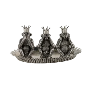 Tray and Table Set in Pewter by Piero Figura, 1980s-1990s, Set of 4
