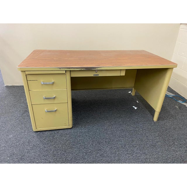 1970s Vintage Mid Century Modern Tanker Desk For Sale - Image 9 of 9