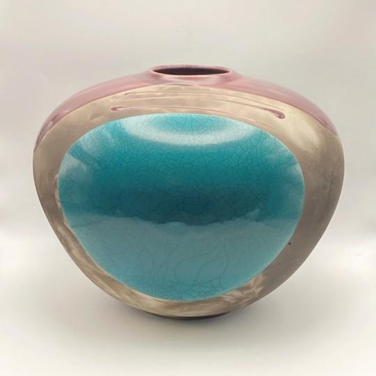 Contemporary Tony Evans Raku Pottery Vase/Urn 13” Diameter (Signed and Numbered #127) For Sale - Image 3 of 18