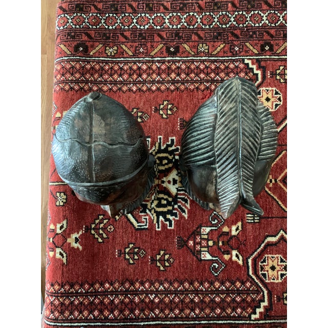 Brown Vintage Carved African Ebony Heads - a Pair For Sale - Image 8 of 9