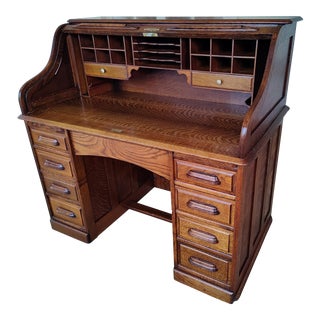 1910s Edwardian Roll Top Desk For Sale