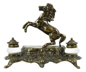 Bronze Inkwell with Rampant Horse, Italy, Mid-20th Century