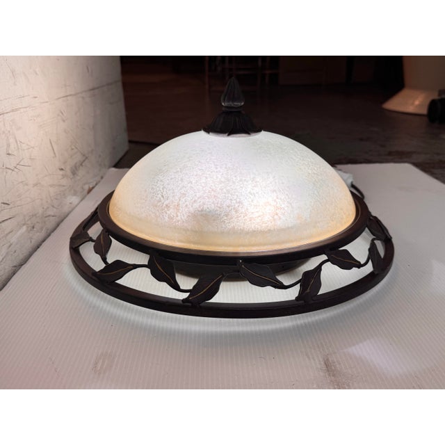 Rustic Rustic Bronze Leaf Vine Flush Mount For Sale - Image 3 of 12