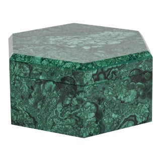Mid 20th Century Hexagonal Malachite Box For Sale