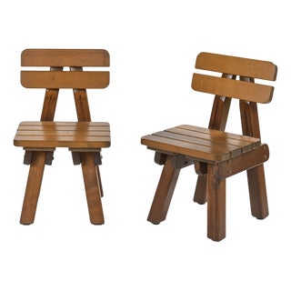 Brutalist Pine Chairs, 1970s, Set of 2 For Sale