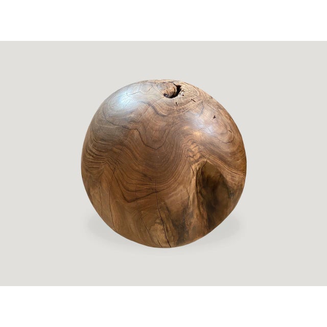 Contemporary Andrianna Shamaris Teak Wood Organic Sculptural Sphere For Sale - Image 3 of 5