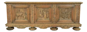 Antique Danish Renaissance Revival Carved Oak Sideboard or Bar Cabinet, Circa 1890s