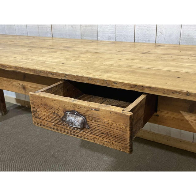 Brown Early 20th Century Fir Farmhouse Table For Sale - Image 8 of 18