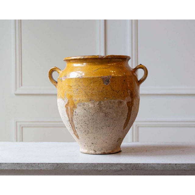 19th Century French Terracotta Confit Pot with Yellow Ochre Glaze For Sale In Atlanta - Image 6 of 12