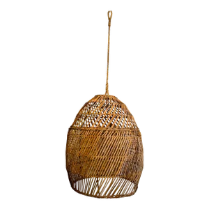Large Rattan Bell Shaped Pendant Chandelier by Dovetail Furniture L A