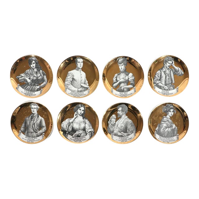 Piero Fornasetti "Melodramma" Ceramic Coasters: A Series of Dramatic Opera Characters For Sale