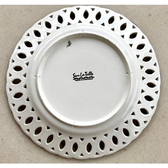 Late 20th-Century Sur La Table Reticulated Hand Painted Plate, Portugal For Sale - Image 4 of 13