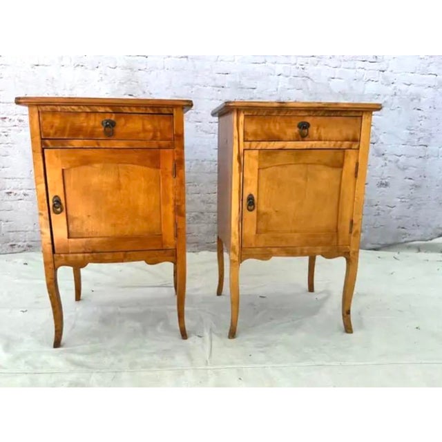 French Provincial Nightstands, Wood With Cabriole Legs, a Pair For Sale - Image 13 of 13