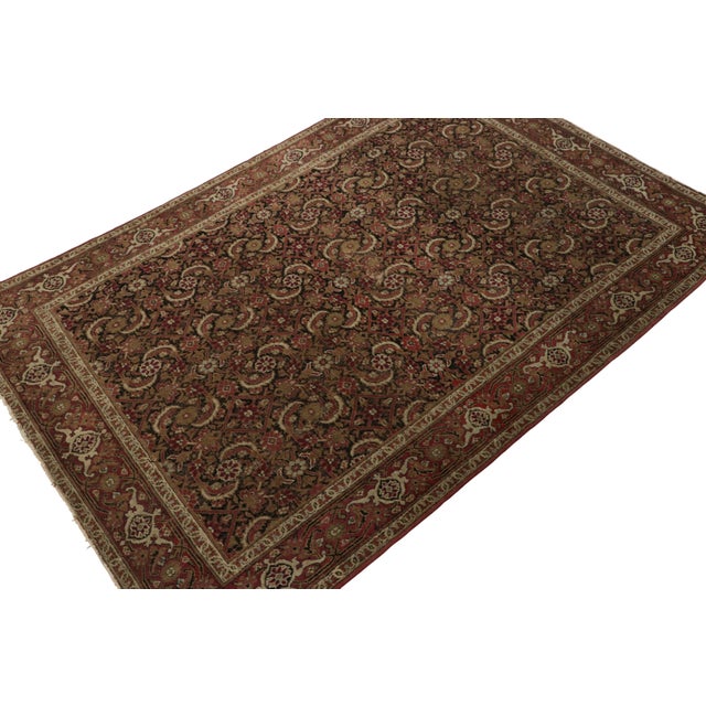 Antique Kerman Lavar Persian Rug, Brown With Geometric Patterns - Rug & Kilim For Sale In New York - Image 6 of 8