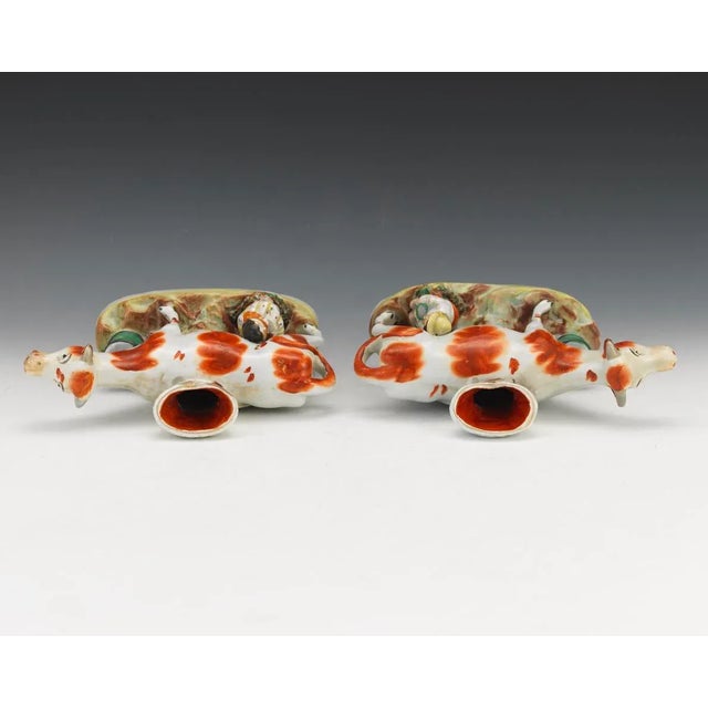 Antique Staffordshire Flatback Cow and Milkmaid Spill Vases- a Pair For Sale In Seattle - Image 6 of 8