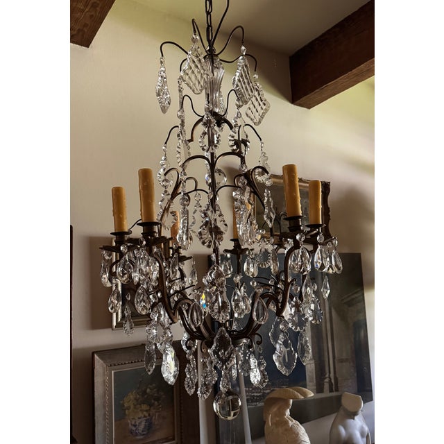 French Antique Louis XV Style Crystal Chandelier For Sale - Image 3 of 13