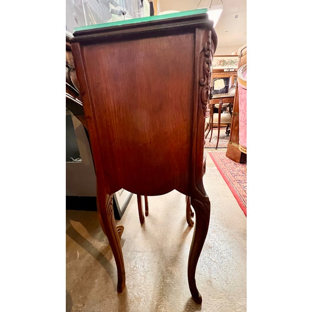 Vintage 1920s French-Style End Tables With 3-Drawers, Ornate Carvings and Glass Tops For Sale In Los Angeles - Image 6 of 10