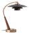 Rancho Mirage Boomerang Table Lamp - Modern Dark Walnut/Weathered Brass, Fleur Matte Black/Gold Shade For Sale