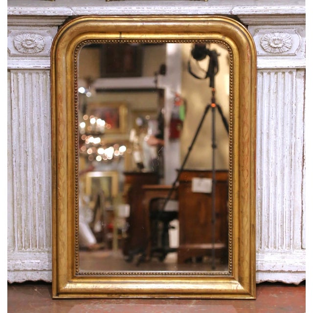 Late 19th Century 19th Century French Louis Philippe Giltwood Wall Mirror With Engraved Motifs For Sale - Image 5 of 7