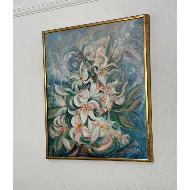 Torsten Hult, White Lilies, 1960s, Oil on Canvas, Framed For Sale - Image 17 of 18