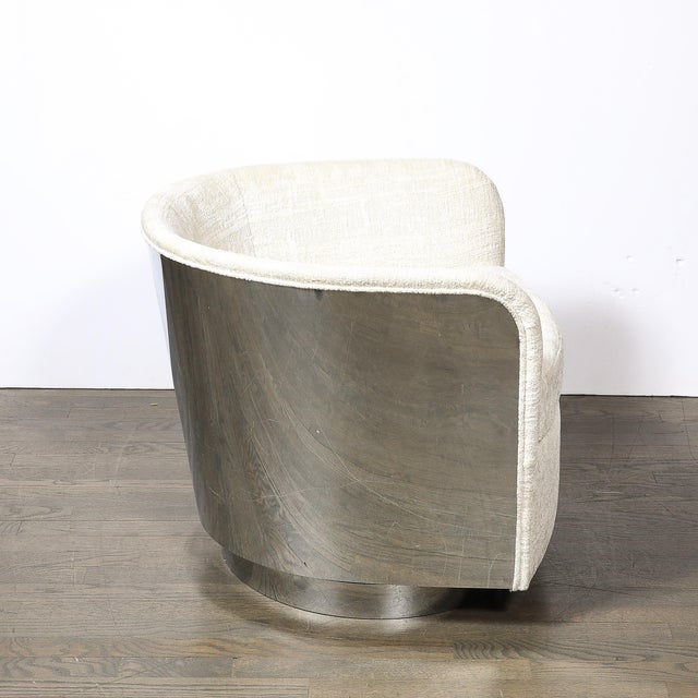 Mid-Century Modernist Chrome & Upholstered Swivel Club Chair by Milo Baughman For Sale - Image 10 of 13