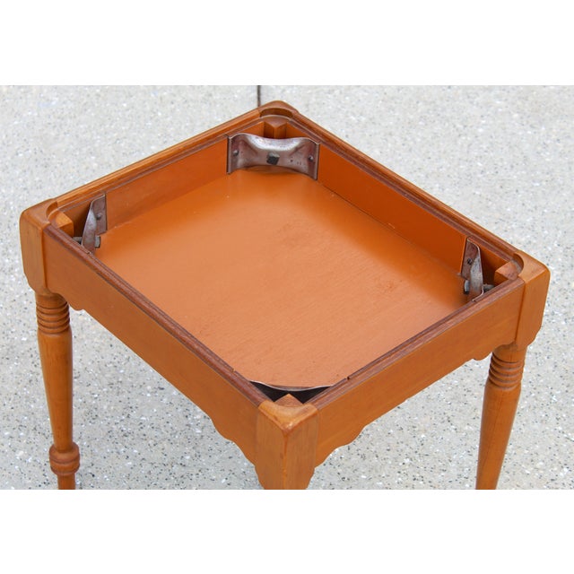 Vintage Colonial Maple Wood Sewing Stool With Storage – Rustic Mid-Century Appeal For Sale - Image 4 of 7