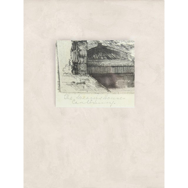 Mid-Century Modern Vintage Framed Signed Etching of the Old Weavers' Houses, Canterbury For Sale - Image 3 of 4