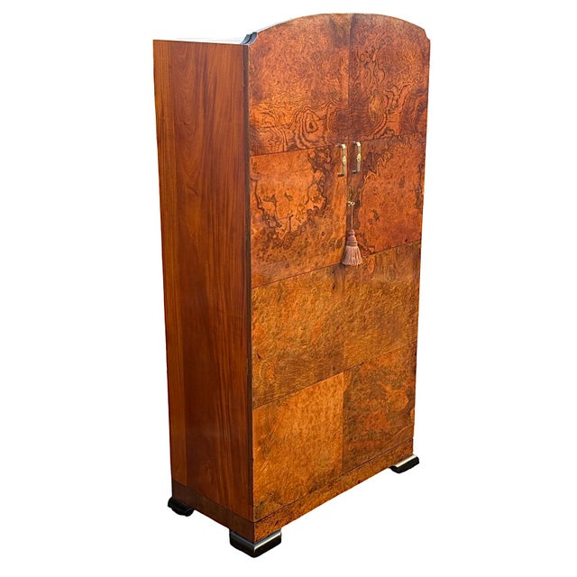 Wood Art Deco Wardrobe in Burr Walnut Veneer, 1920s For Sale - Image 7 of 13