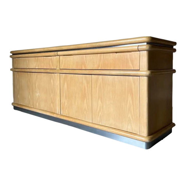 Jay Spectre for Century Furniture Cerused Oak & Chrome Credenza ...
