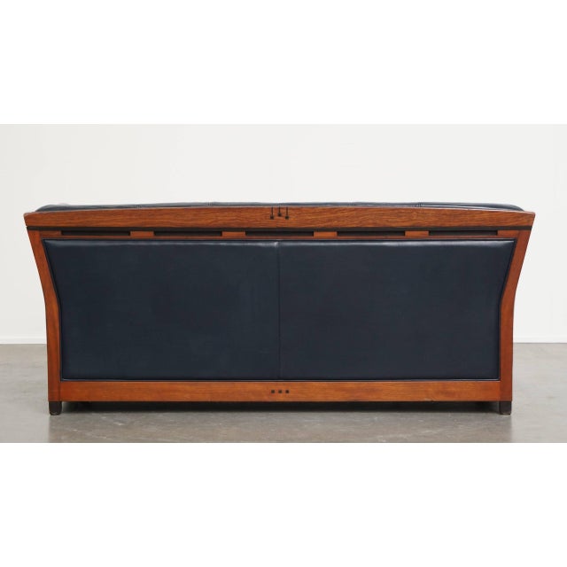 Art Deco Sofa with Woodwork and Dark Blue Cowhide For Sale - Image 3 of 18