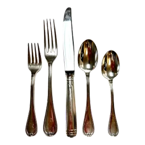 1960s Christolfe Malmaison Silverplate 5 Piece Place Setting, France