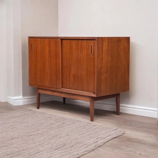 Brown Danish Modern Modular Teak Sliding Door Cabinets by Lyby Mobler For Sale - Image 8 of 11