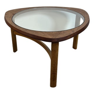 Tricester Coffee Table in Teak and Glass from Nathan, 1970s For Sale