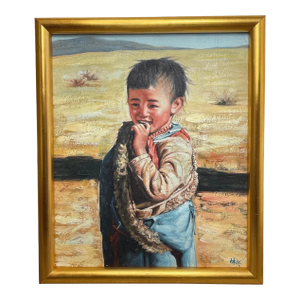 Chinese School Early 21st Century – Highland Child – Signed Oil Portrait, Possibly Lin Shusen