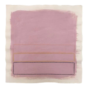 Original Painting | Modern Minimalist Mauve Abstract Painting With Embroidery, 20 X 20 In.
