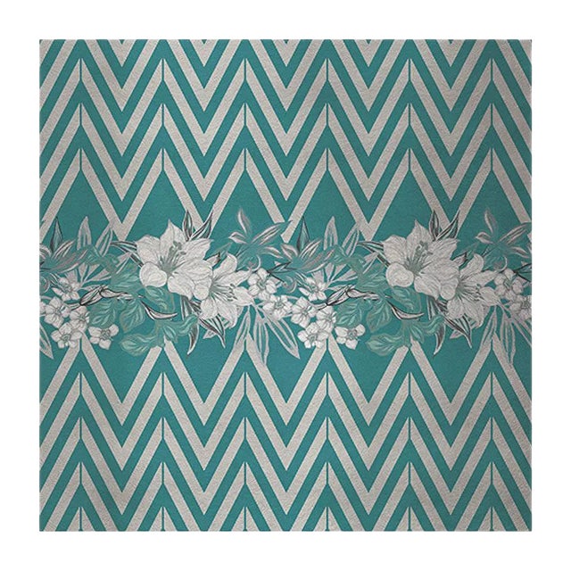 Flowers and Chevron Pattern 4 Fabric Wall Covering by Chiara Mennini for Midsummer-Milano For Sale