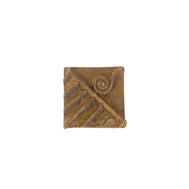 Vintage African Square Bronze Coin For Sale