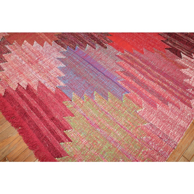 Vintage Zabihi Collection Swedish Inspired Turkish Kilim - 12' x 14'10" For Sale - Image 9 of 11