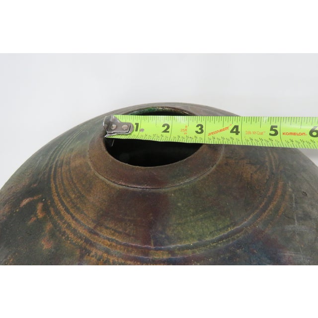 Harvey Sadow Style Raku Art Pottery Vase 1983 Large Round Stoneware Vessel 4999b For Sale - Image 14 of 16