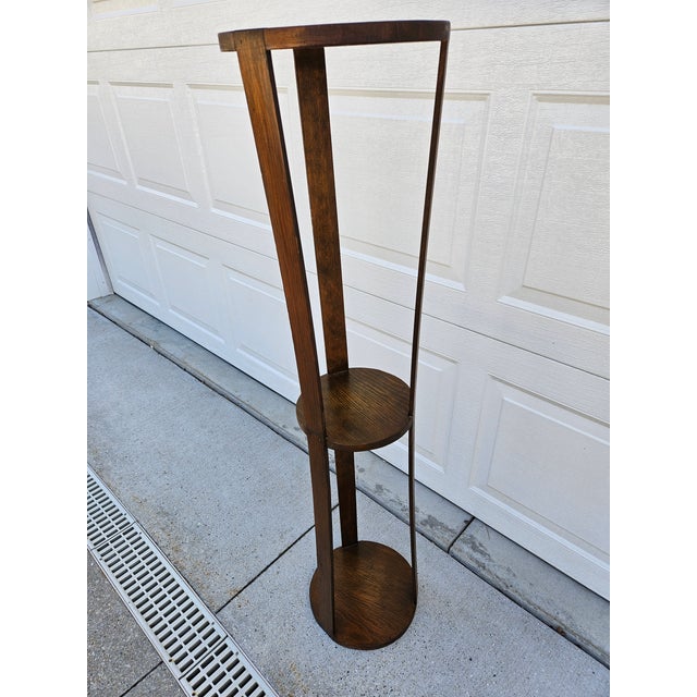 Tall Three Tier Mission Style Hourglass Plant Stand For Sale - Image 4 of 10