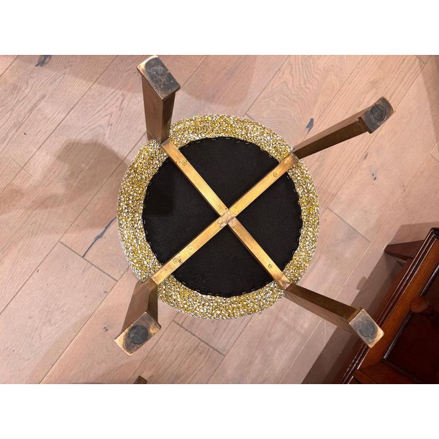 1950s Chartreuse Bouclé Ottomans with Gilded Bronze Structures, 1950s, Set of 2 For Sale - Image 5 of 7