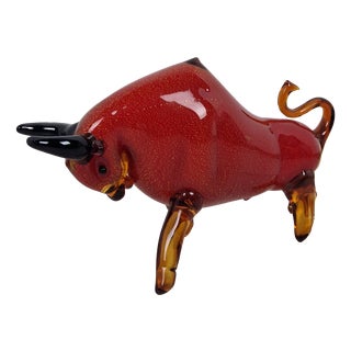 Elio Schiavon, Bull Model, 1980s, Murano Glass For Sale