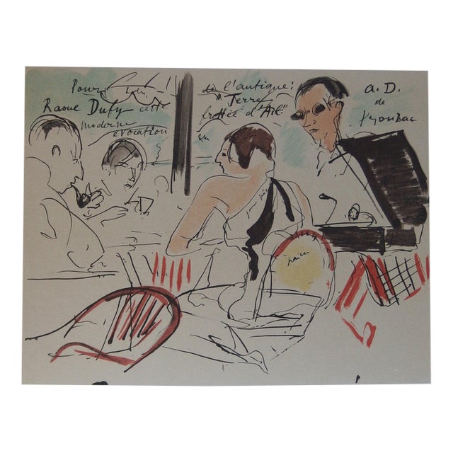 André Dunoyer de Segonzac, On the Terrace of a Café, Lithograph For Sale