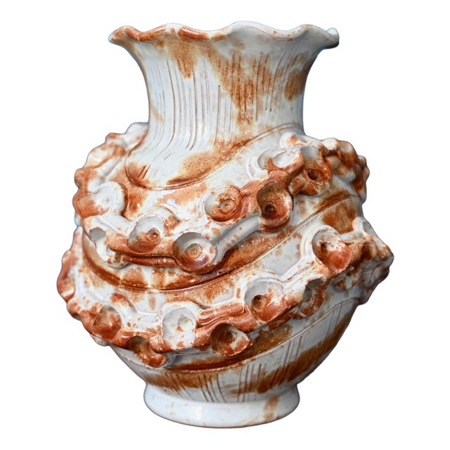 Brutalist Studio Vase in Glazed Ceramic, Italy, 1960s For Sale
