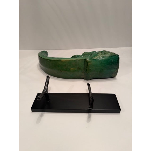 Chinese Antique Glazed Ceramic Dragon Roof Tile on Custom Stand For Sale - Image 11 of 12